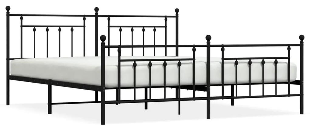353562 vidaXL Cadru pat metalic cu tăblii de cap/picioare, negru, 200x200 cm