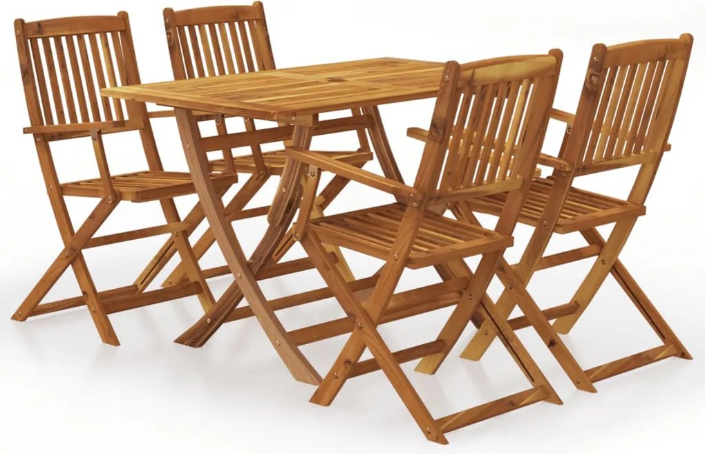 vidaXL Set mobilier de grădină pliabil, 5 piese, lemn masiv acacia