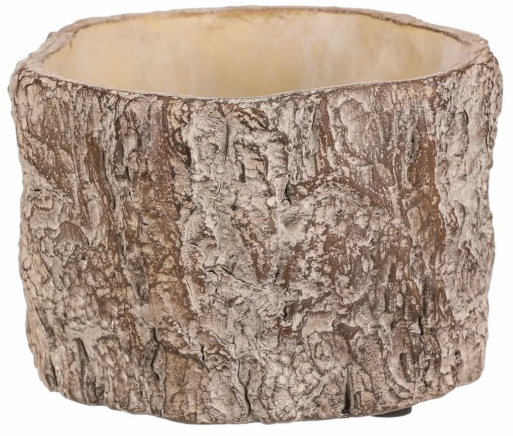 Husă pentru flori imitație de scoarță de copac, 16x 16 x 10 cm, beton