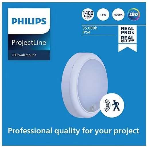 Philips PROJECTLINE LED 15W 230V IP54 lampă de perete cu senzor