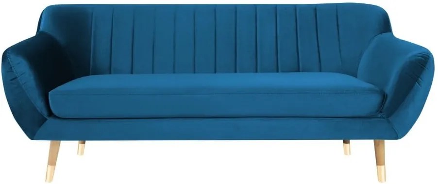 Canapea cu tapițerie din catifea Mazzini Sofas Benito, albastru, 188 cm