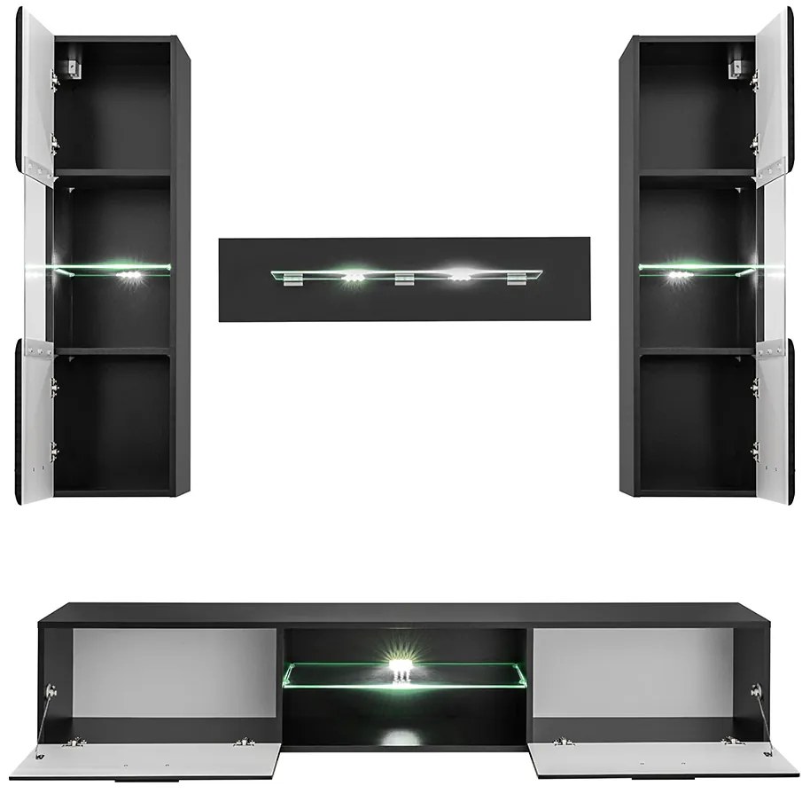 Zondo Mobilier living Bolivar 4 (Negru + folie lucioasă). 1054026