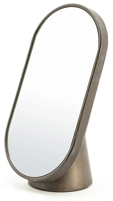 Oglinda ovala cu rama din fier aurie Vanity four, 16 x 13 x 30 cm
