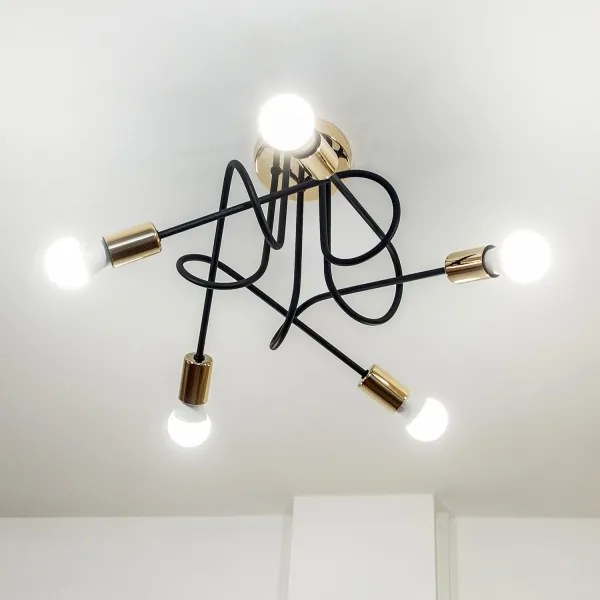 Lustră aplicată OXFORD 5xE27/15W/230V aurie/neagră