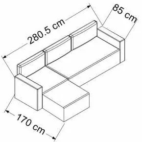 Canapea fara spatar cu 3 locuri - Royal Triple Sofa (280.5)