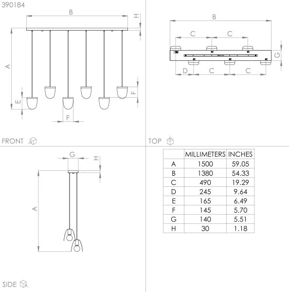 Lustră pe cablu Eglo 390184 SERENARA 6xE27/40W/230V negru/auriu