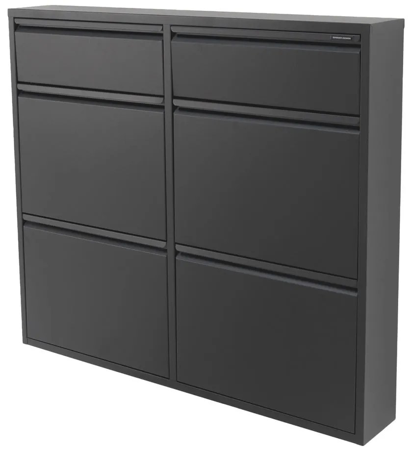 Pantofar negru cu deschidere înclinată din metal 98x86x15 cm Billy – Spinder Design