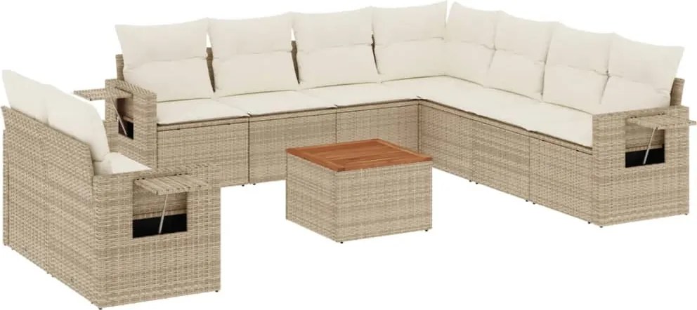 vidaXL Set canapele de grădină cu perne, 10 piese, bej, poliratan