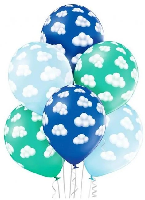 Bebe Fluffy Clouds Boy, Set de baloane, 6 buc, 12 inch (30 cm)
