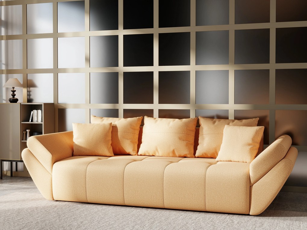 Canapea extensibilă dumonde cu ladă de depozitare si sezut confortabil din spuma high-density, Berlin Enjoy Mango 250x100 cm