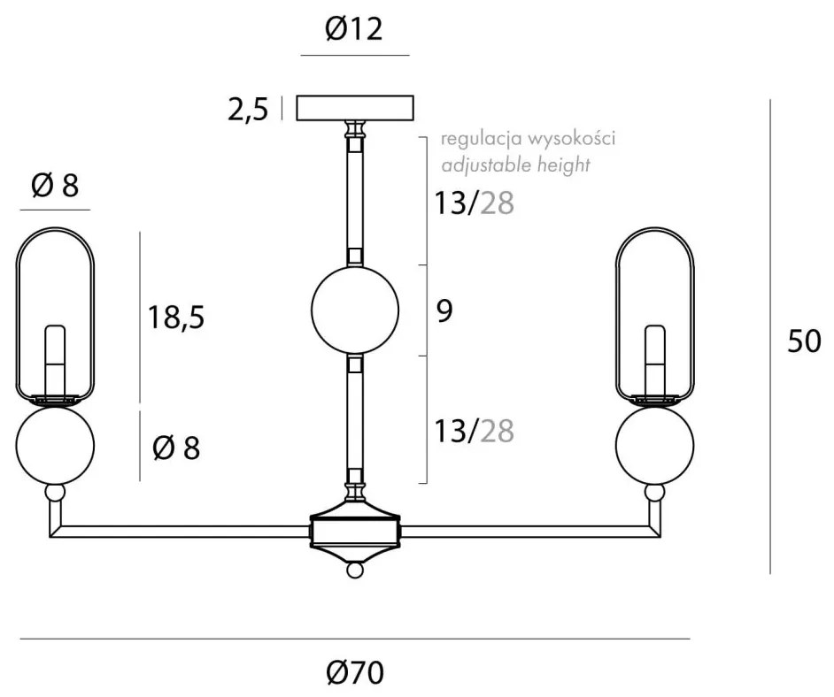 Candelabru modern cu 7 brate Nova Gold