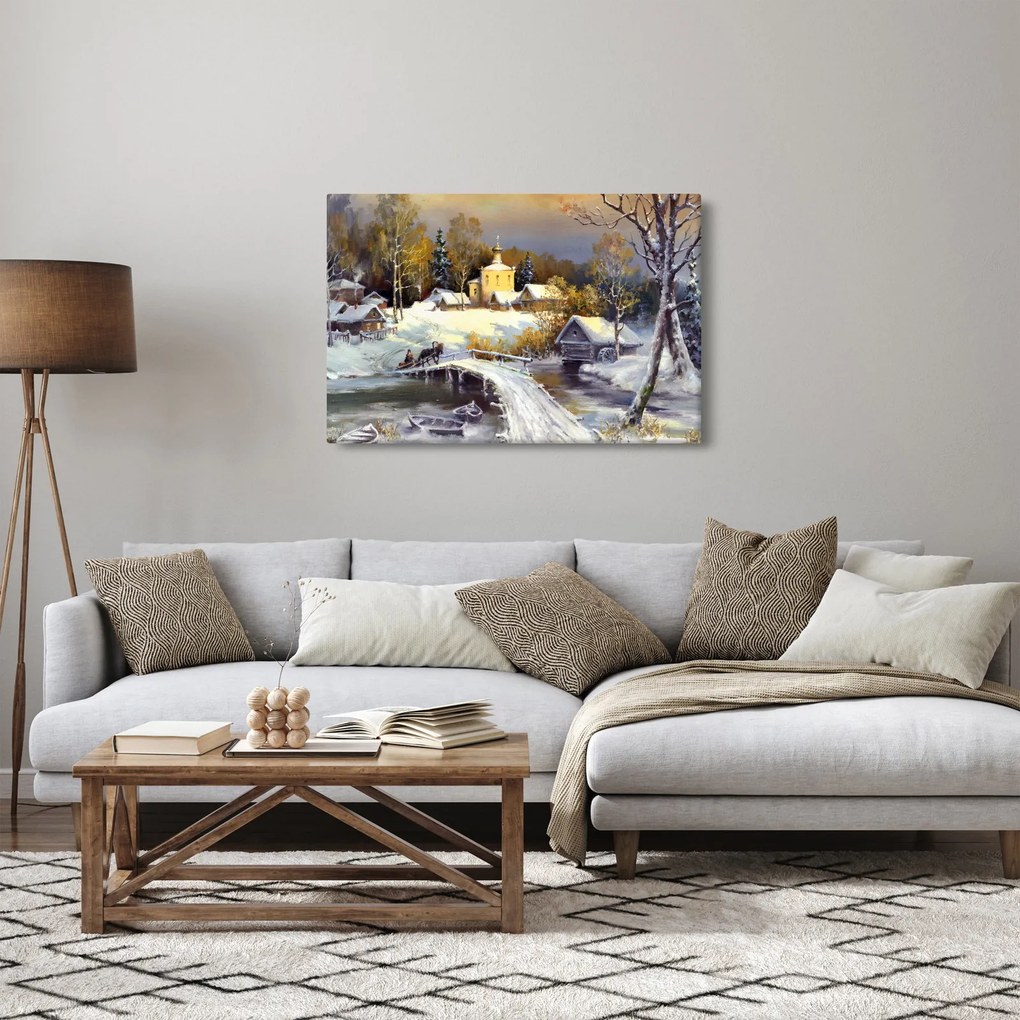 Tablou - Orășel iarna (90x60 cm)