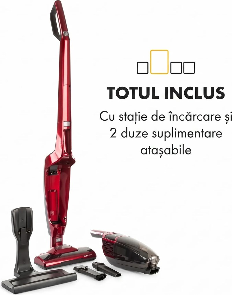 Klarstein TurboHybrid, aspirator de podea și aspirator de mână, roșu metalic