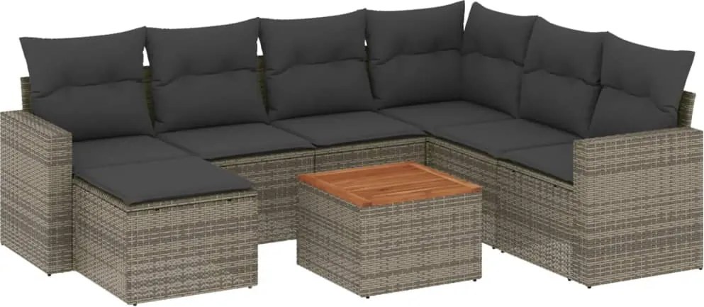 vidaXL Set canapele de grădină cu perne, 8 piese, gri, poliratan