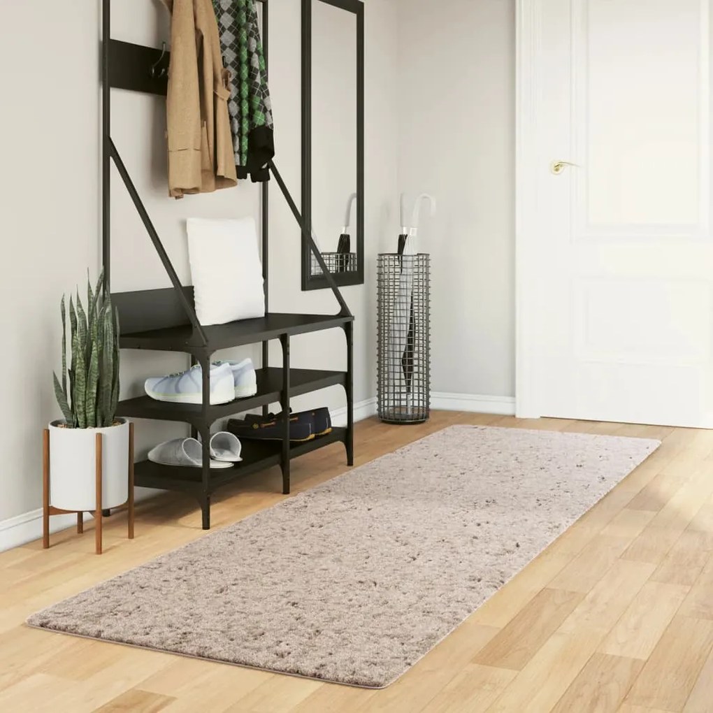 vidaXL Covor pufos &quot;PAMPLONA&quot; cu fire înalte, bej modern, 80x250 cm