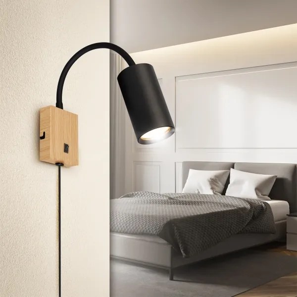 Brilagi - Aplică de perete flexibilă SELE 1xGU10/30W/230V negru/decor stejar