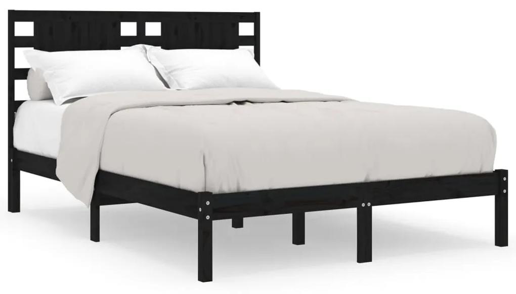 3104202 vidaXL Cadru de pat, negru, 140x190 cm, lemn masiv de pin