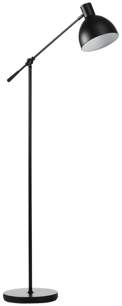 HOMCOM Lampadar de podea pentru living 40 W înălțime ajustabilă, abajur și braț pivotant, comutator la picior, soclu E27, negru | Aosom Romania