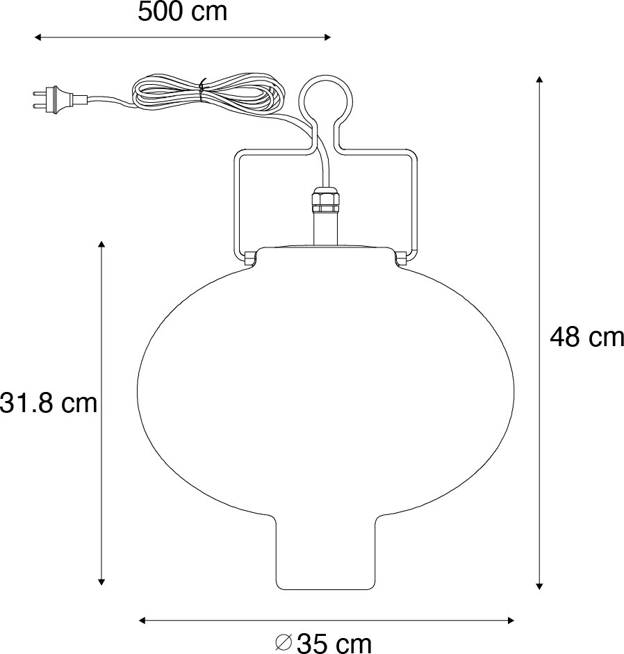 Lampă pendant inteligentă pentru exterior albă 35cm cu ștecher roșu inclusiv Wifi A60 - Pion