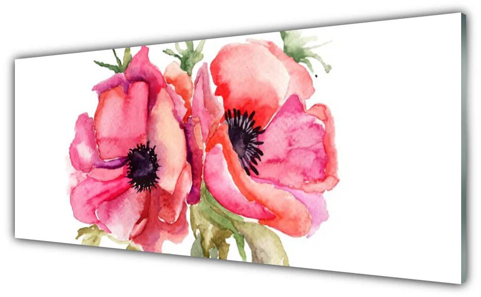 Tablouri acrilice Flori acuarelă Floral Roșu Roz Verde
