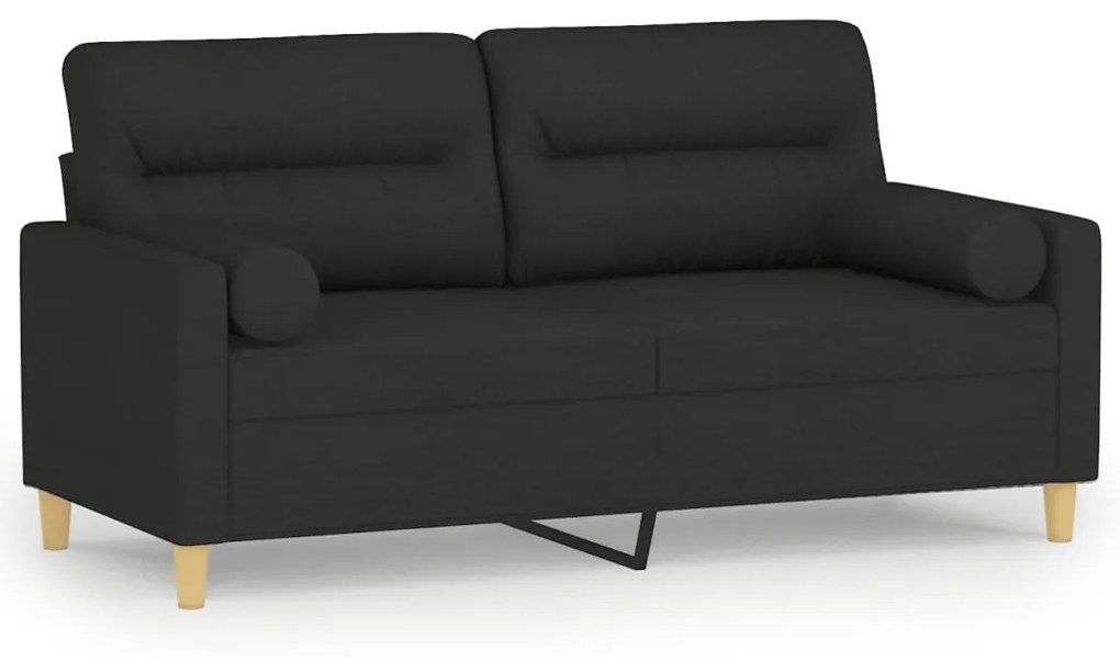 3152987 vidaXL Canapea cu 2 locuri cu perne&pernuțe negru 140 cm textil