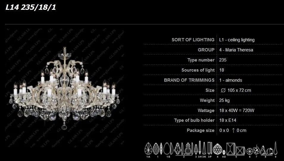 Candelabru 18 brate Maria Theresa cristal Bohemia L14 235/18/1