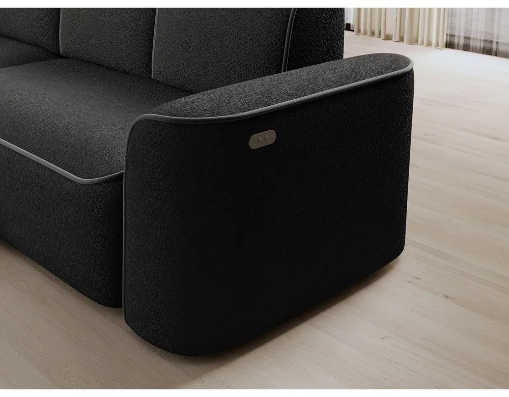 Colțar gri închis cu tapițerie din țesătură bouclé (cu colț pe partea stângă/cu șezlong) Ume – ELTAP