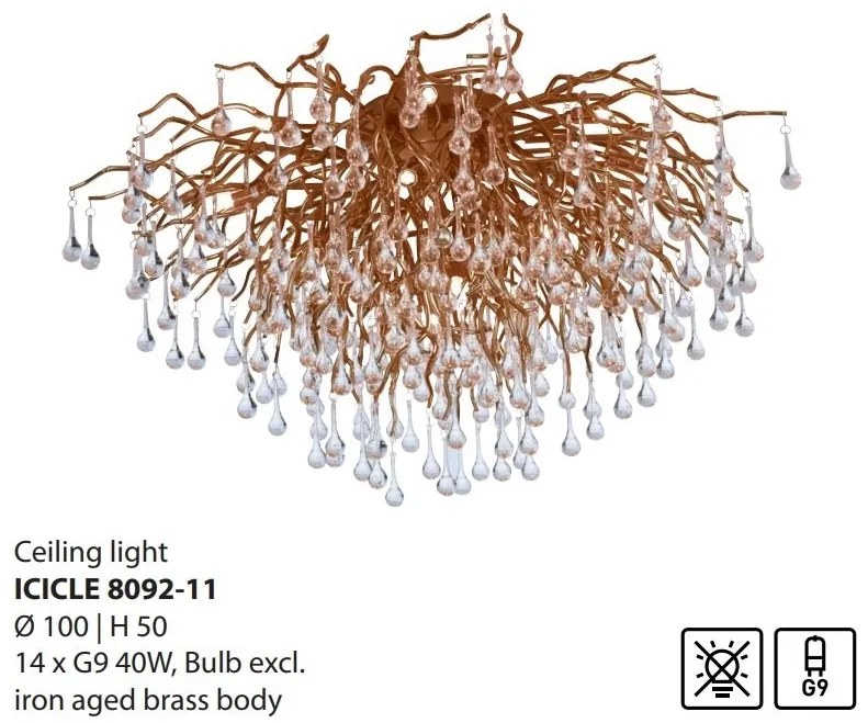 Lustra aplicata design magnific ICICLE alama antic, D-100cm