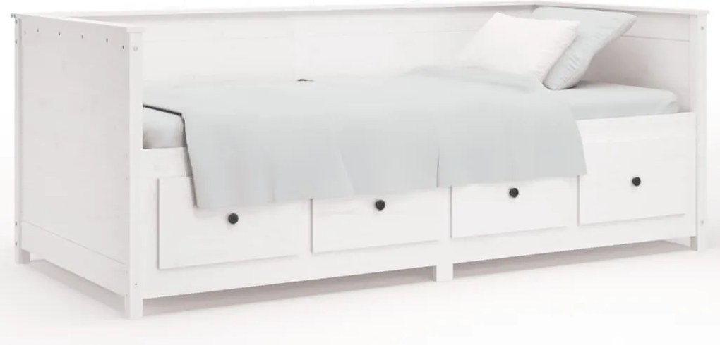 vidaXL Pat de zi fără saltea, alb, 80x200 cm, lemn masiv pin