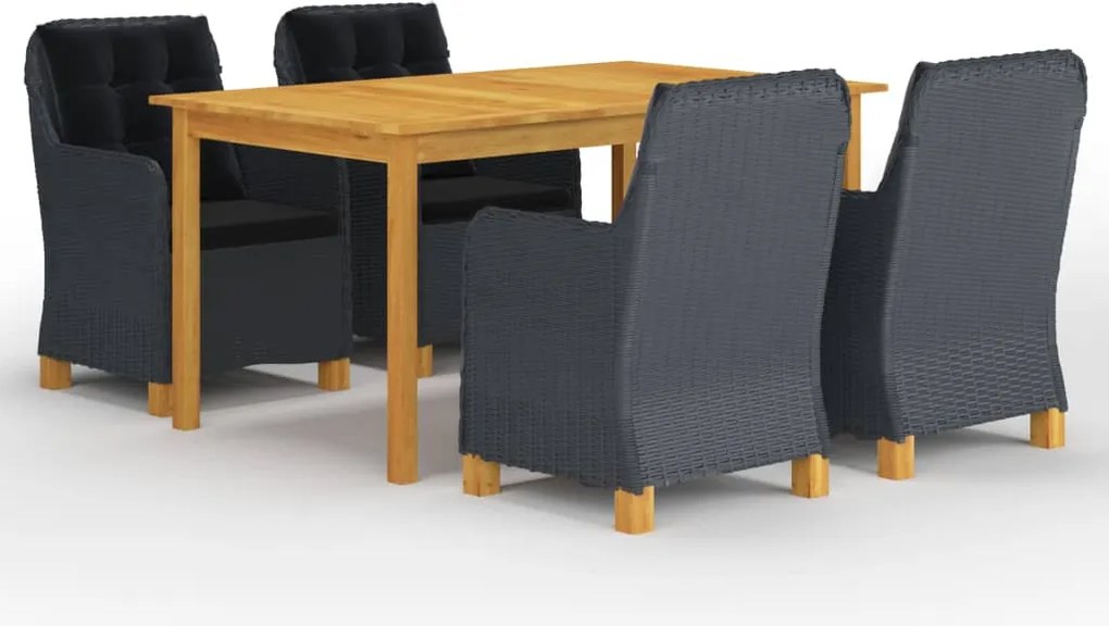 vidaXL Set mobilier de grădină, 5 piese, gri închis