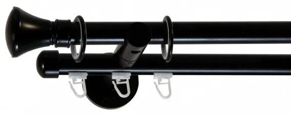 Galerie dubla picior universal prince teava neteda / profil negru 19mm (Alege marime: 180 cm)