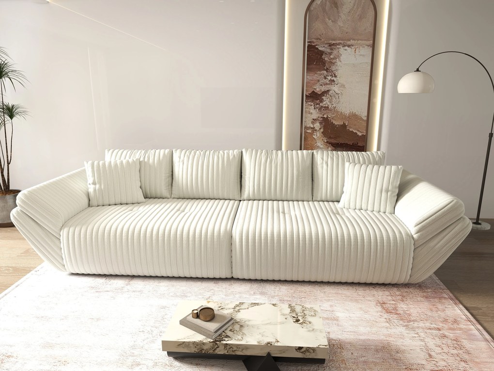 Canapea extensibilă dumonde cu ladă de depozitare si sezut confortabil din spuma high-density, Berlin Ambience Ivory 300x100 cm