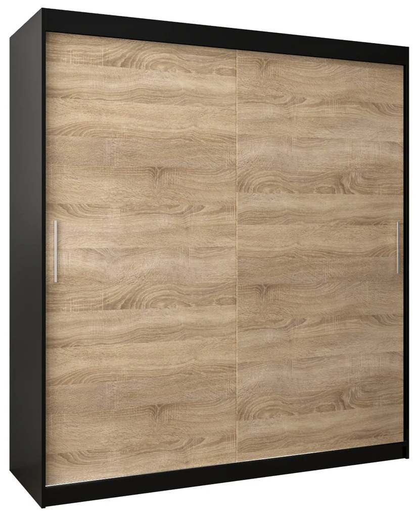Dulap de haine 180 cm Toki (negru mat + stejar sonoma). 1064838