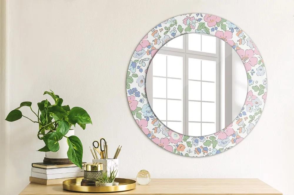 Oglinda rotunda rama cu imprimeu Flori delicate