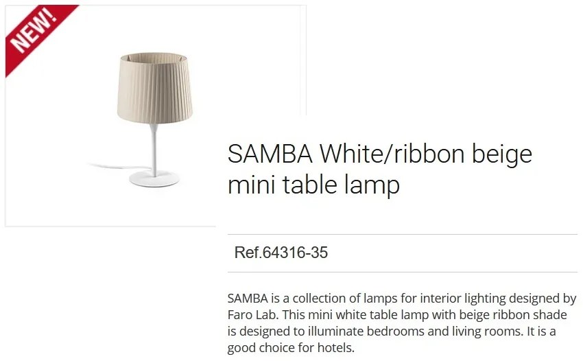 Veioza / Lampa de masa moderna design elegant SAMBA mini alb/bej 64316-35
