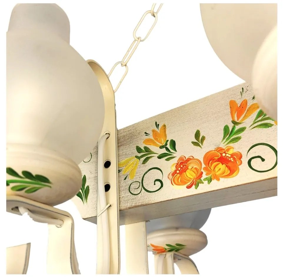 Candelabru rustic fabricat manual din lemn pictat 6 brate Vela