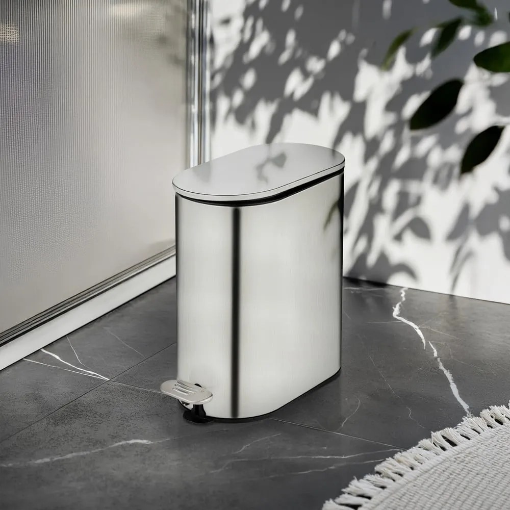 Coș de gunoi argintiu mat cu pedală din oțel inoxidabil 5 l Collungo – Wenko
