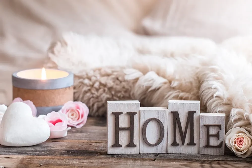 Fototapet autoadeziv natura moartă cu inscripție Home