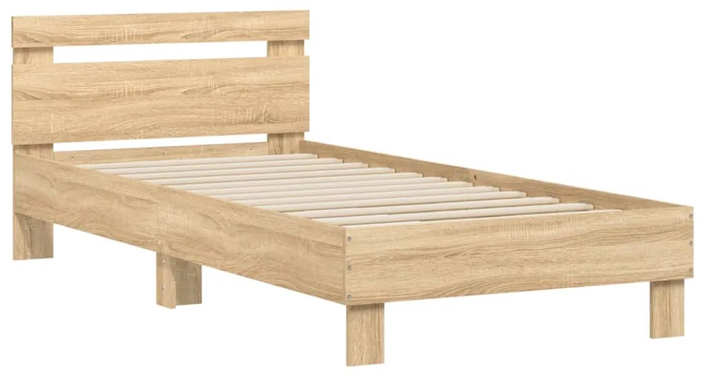 838570 vidaXL Cadru de pat cu tăblie stejar sonoma 75x190 cm lemn prelucrat