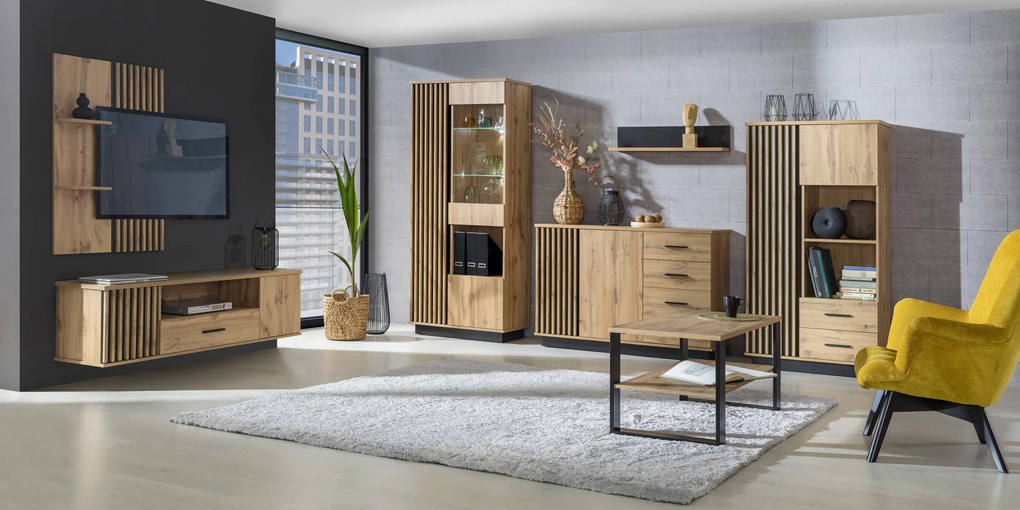 Masă PC typ LA8 Laticia (negru mat + stejar wotan). 1040634