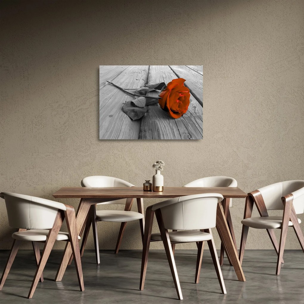 Tablou pe sticlă - Trandafir portocaliu (70x50 cm)