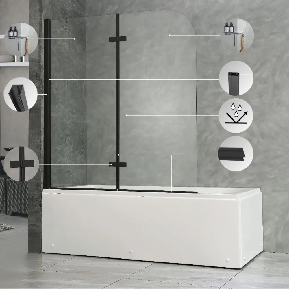 Paravan de cadă Alor 120x140 cm Negru