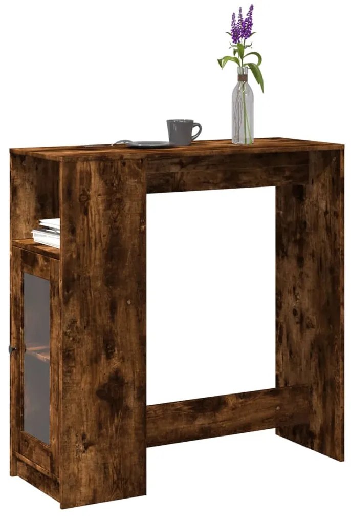 vidaXL Masă bar cu rafturi, stejar fumuriu, 101x40x103,5 cm, lemn