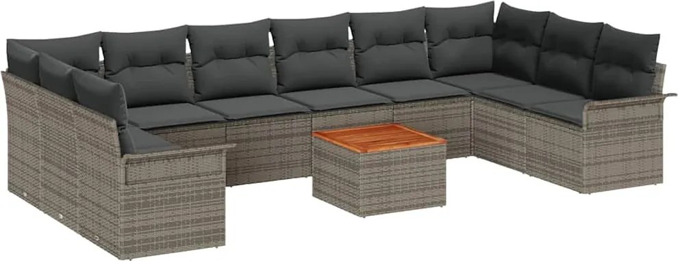 vidaXL Set de canapele pentru grădină 11 pcs Gri poliratan