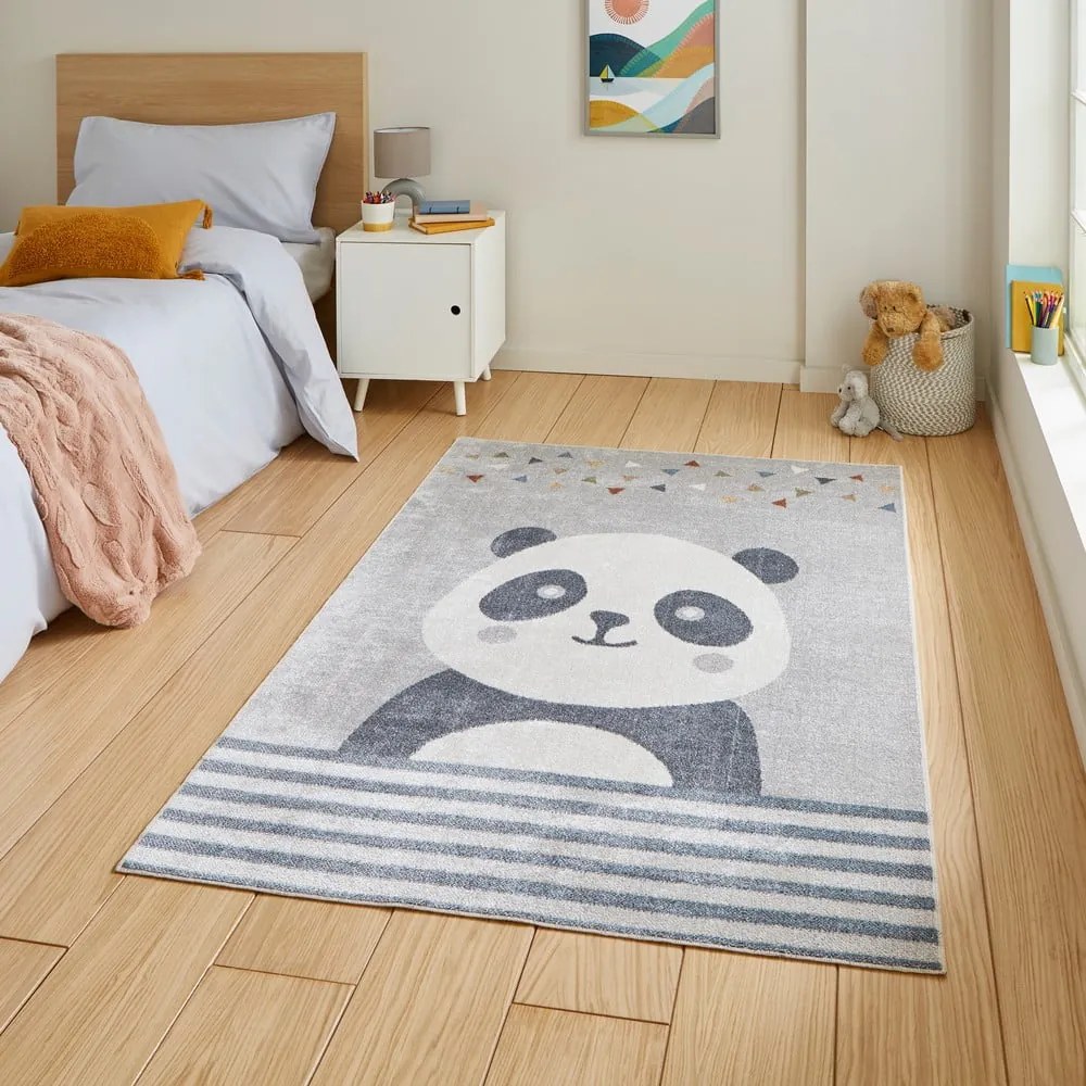 Covor pentru copii gri deschis 120x170 cm Vida Kids Panda – Think Rugs