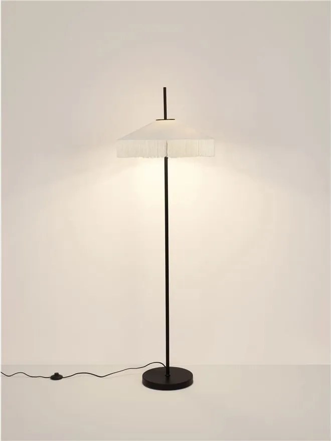 Lampadar cu abajur din catifea si franjuri bej VELVY