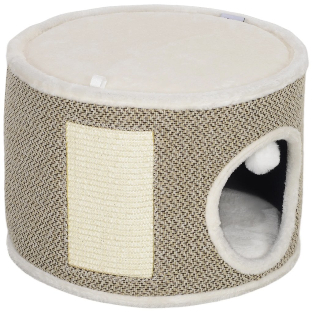 PawHut Turn de zgâriere pentru pisici toner de zgâriere pentru pisici cu sisal pentru zgâriere plafon din pluș perne detașabile Ø 40 x 30 cm cafea | Aosom Romania