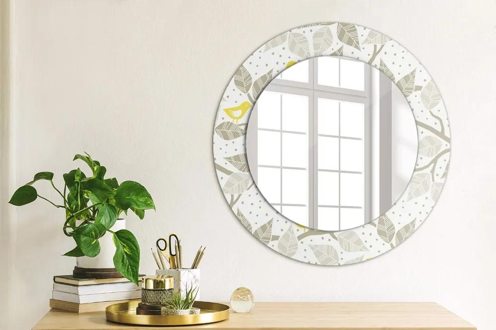 Oglinda rotunda imprimata Păsări galbene pe ramuri