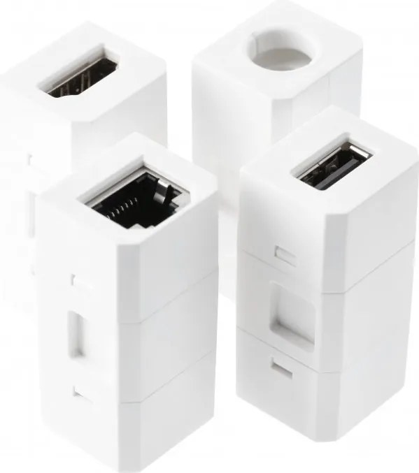 Priza incorporabila in blat Charger Plus GTV, incarcator wireless 5W, 1 priza Schuko, USB A + C, HDMI, RJ45, alb, D:80 mm Aluminiu, Alb, D:80