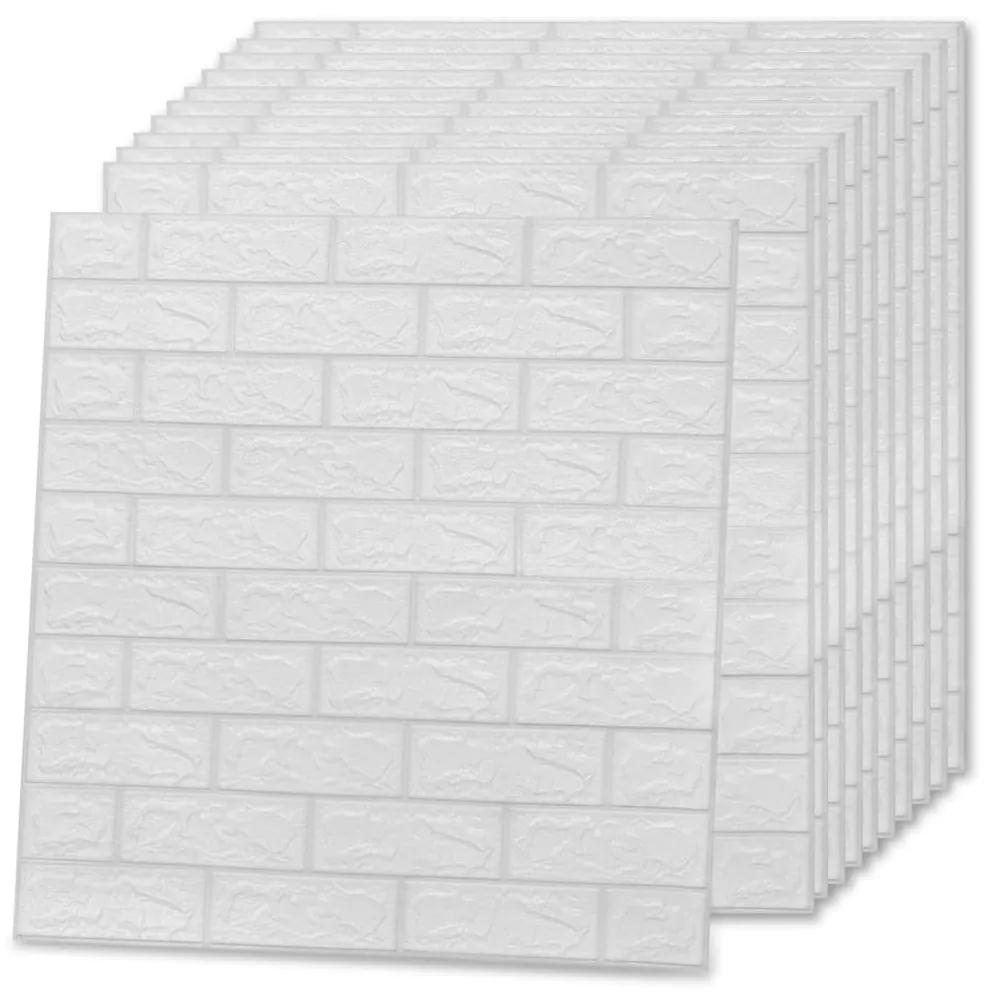 Tapet de perete autocolant 3D, 20 buc., alb, model caramizi 20, Alb